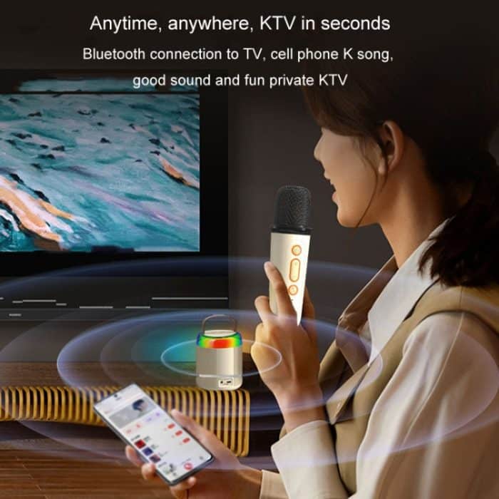 Tragbarer Bluetooth-Lautsprecher für Zuhause, kleiner Outdoor-Karaoke-Audio, Y1 White, Y1 Pink, Y1 Black, Y2 White, Y2 Pink, Y2 Black – Bild 12