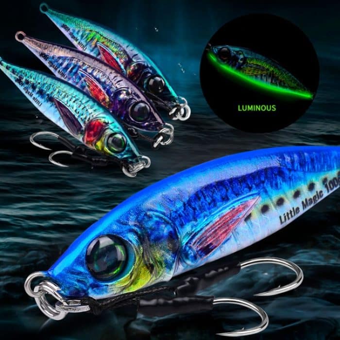 PROBEROS LF137 3D Spray Painted Bionic Lure Warp Bass Leader Fish Long Casting Süßwasser Meer Leuchtender Angelköder, 28g, 40g – Bild 2