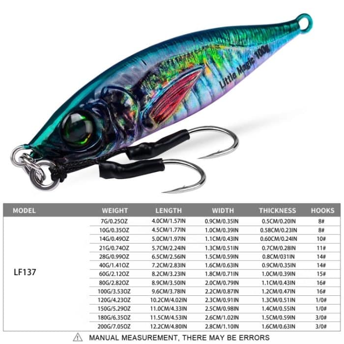 PROBEROS LF137 3D Spray Painted Bionic Lure Warp Bass Leader Fish Long Casting Süßwasser Meer Leuchtender Angelköder, 28g, 40g – Bild 6