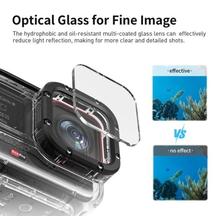 aMagisn Horizontales und vertikales Schießtauchgehäuse, 60 m wasserdichtes Gehäusezubehör, For Insta360 Ace Pro, For Insta360 Ace – Bild 10