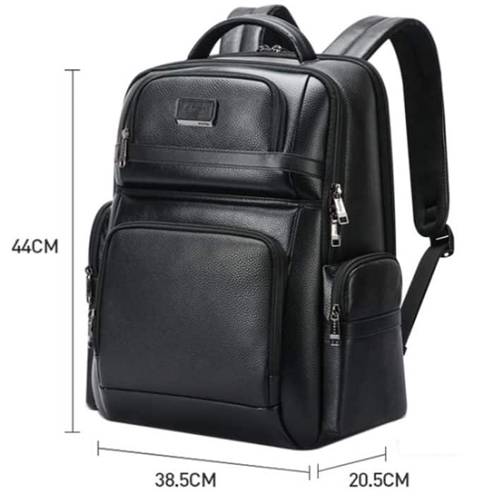 Bopai 61-123291 Laptop-Rucksack aus erstklassigem Rindsleder mit großem Fassungsvermögen und USB+Typ-C-Anschluss, Lychee Pattern, Falling Pattern – Bild 3