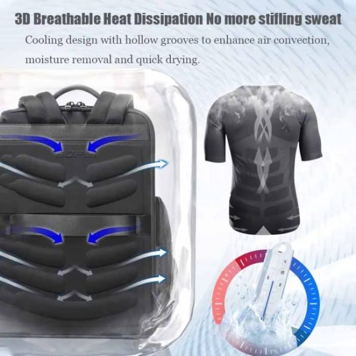 Bopai 61-123291 Laptop-Rucksack aus erstklassigem Rindsleder mit großem Fassungsvermögen und USB+Typ-C-Anschluss, Lychee Pattern, Falling Pattern – Bild 8