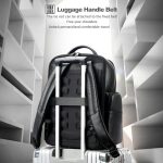 Bopai 61-123291 Laptop-Rucksack aus erstklassigem Rindsleder mit großem Fassungsvermögen und USB+Typ-C-Anschluss, Lychee Pattern, Falling Pattern – Bild 11