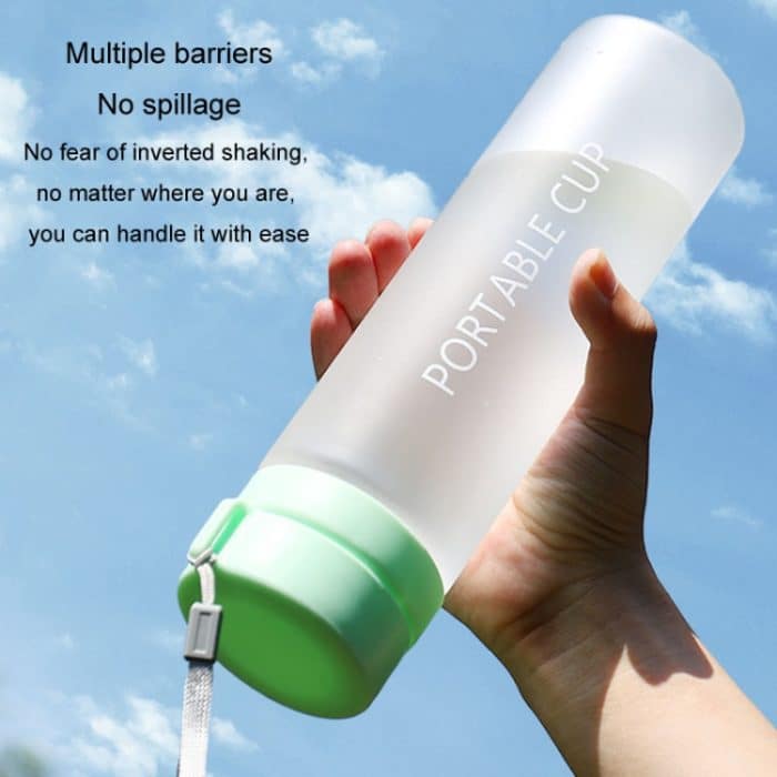 Outdoor-Sportbecher mit großem Fassungsvermögen, gefrosteter Kunststoff, tragbar, auslaufsichere Teetassen, 400ml Transparent Black, 400ml Transparent White, 400ml Transparent Green, 600ml Transparent White, 600ml Transparent Green – Bild 8