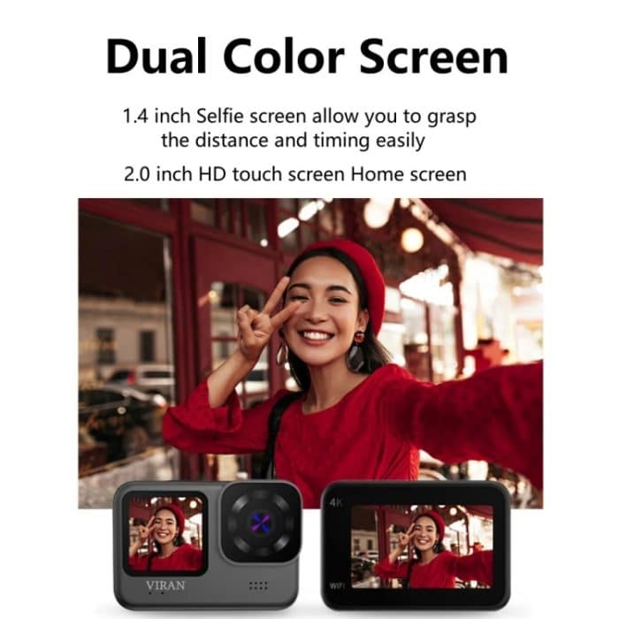 VIRAN V9 4K Dual-Farbbildschirm Tauchen Anti-Shake Action Kamera Outdoor Radfahren Reiserekorder, V9(Square), V9(Round) – Bild 6