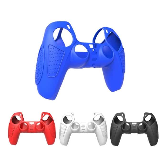 Für PS5 Gamepad Silikon Schutzhülle Anti-skid Weiche Silikon Abdeckung, White, Blue, Black, White+2 Hats, Blue+2 Hats – Bild 2