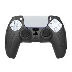Für PS5 Gamepad Silikon Schutzhülle Anti-skid Weiche Silikon Abdeckung, White, Blue, Black, White+2 Hats, Blue+2 Hats – Bild 3