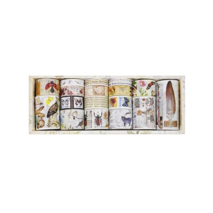 TBD0604821101.jpg 18rolls /Box Nostalgische Speicher Washi Band Set Retro Stil DIY Sammelalbum Aufkleber, Forest Dense Language, Gifts of Mountain Forests, World Travele, Sealing Manuscript, Cosmic Nebula, Elegant Prelude – Bild 1
