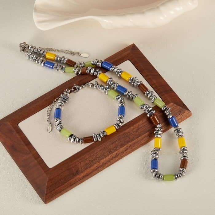 Schmuck aus Edelstahl mit schwarzem Gallensteinharz – Bild 4