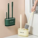 3 in 1 No Punch Wand montiert WC-Bürste Haushalt TPR Borsten Badezimmer Reinigungsbürste mit Basis – Bild 2