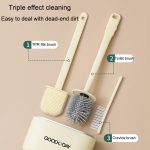 3 in 1 No Punch Wand montiert WC-Bürste Haushalt TPR Borsten Badezimmer Reinigungsbürste mit Basis – Bild 4