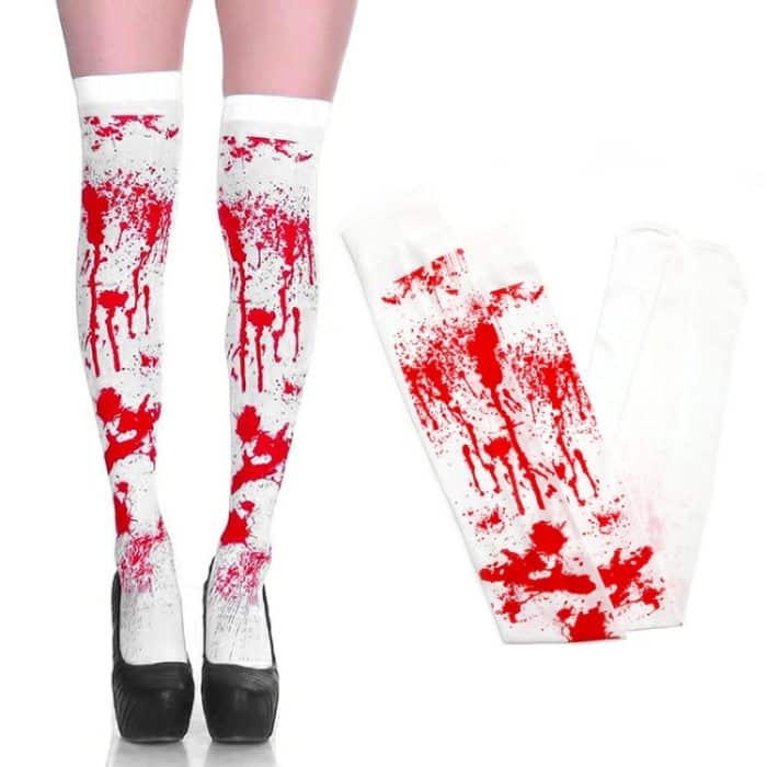 Halloween Party Dekoration Blut Druck Maskerade Requisiten Horror Kostüm Cosplay Requisiten, Bloodstained Gloves, Bloodstained Socks, Bloody Apron, Bloody Skirt – Bild 2