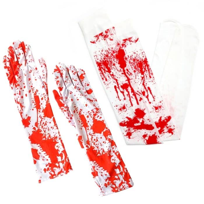 Halloween Party Dekoration Blut Druck Maskerade Requisiten Horror Kostüm Cosplay Requisiten, Bloodstained Gloves, Bloodstained Socks, Bloody Apron, Bloody Skirt – Bild 5
