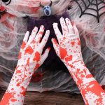 Halloween Party Dekoration Blut Druck Maskerade Requisiten Horror Kostüm Cosplay Requisiten, Bloodstained Gloves, Bloodstained Socks, Bloody Apron, Bloody Skirt – Bild 6