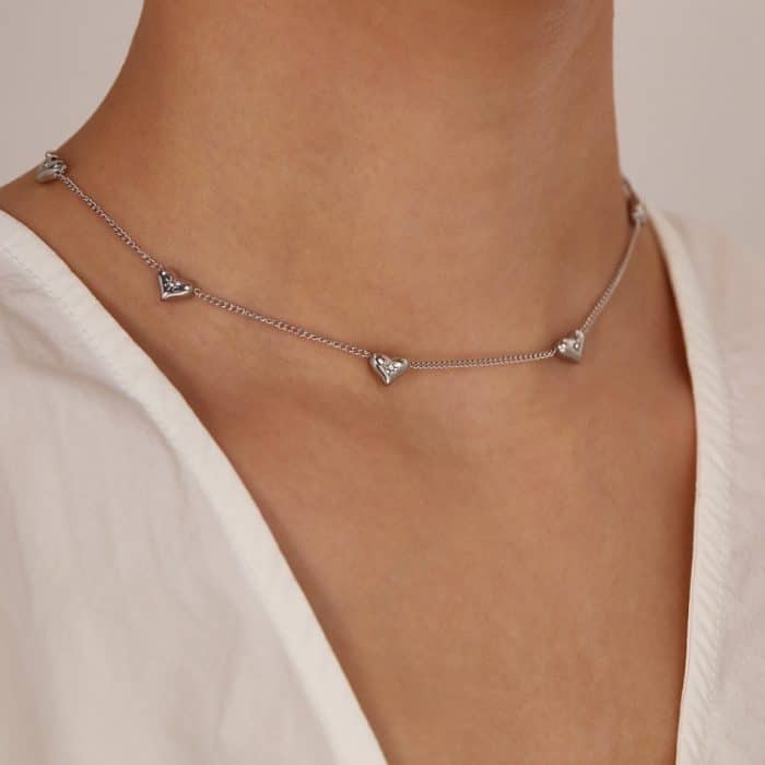 OPK GX2373 Kleine Sonne Zirkonia Edelstahl Pfirsich Herz Halskette – Bild 2