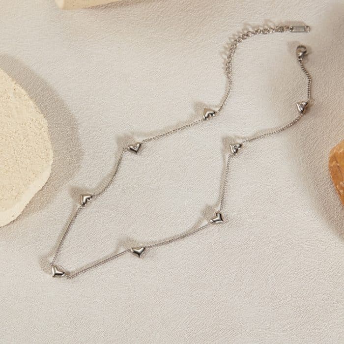 OPK GX2373 Kleine Sonne Zirkonia Edelstahl Pfirsich Herz Halskette – Bild 5