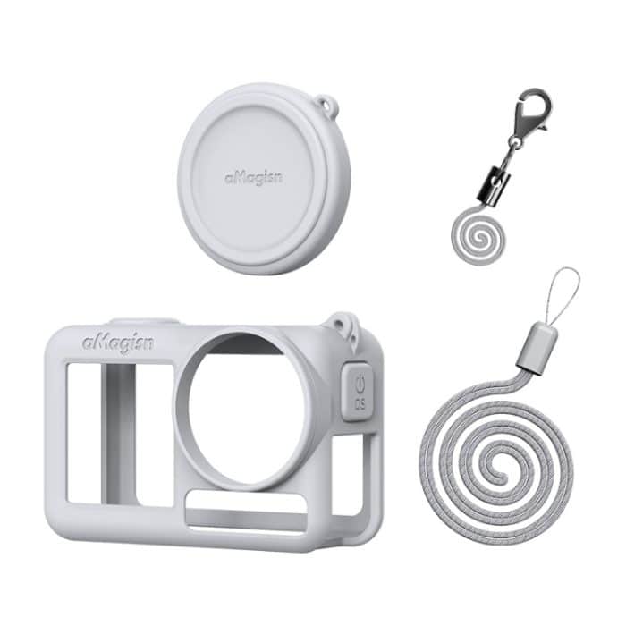 Für DJI Osmo Action 5 Pro aMagisn Silikon-Schutzhülle mit Trageband und Objektivdeckel – Bild 1