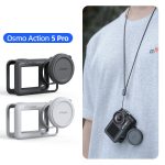 Für DJI Osmo Action 5 Pro aMagisn Silikon-Schutzhülle mit Trageband und Objektivdeckel – Bild 2