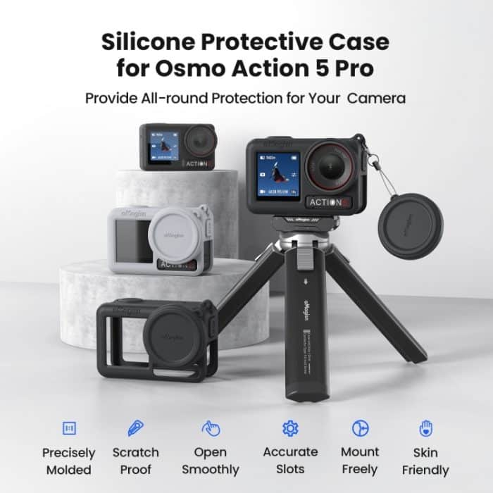 Für DJI Osmo Action 5 Pro aMagisn Silikon-Schutzhülle mit Trageband und Objektivdeckel – Bild 4