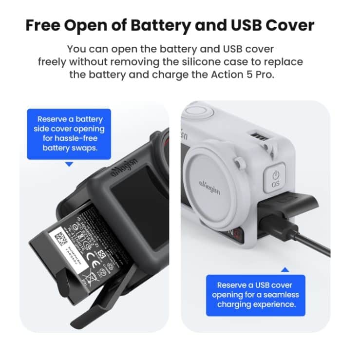 Für DJI Osmo Action 5 Pro aMagisn Silikon-Schutzhülle mit Trageband und Objektivdeckel – Bild 6