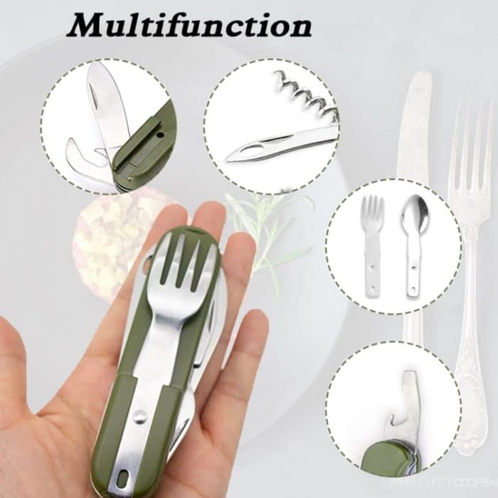 SY-FT008 7-in-1 Multifunktions Outdoor Camping Tragbare Klappgeschirr Kombination – Bild 5