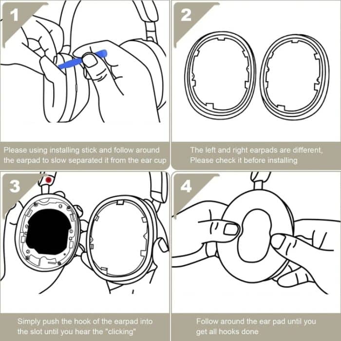 1 paar Für Sony WH-1000XM5 Kopfhörer Leder Schwamm Abdeckung Ohrenschützer, Black, White, Red, Beige, Dark Blue – Bild 10