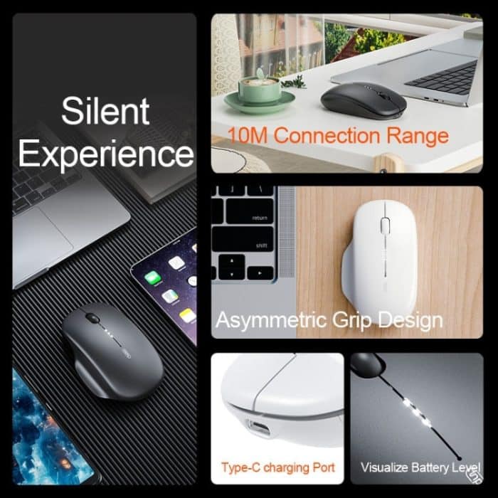 Inphic M1 2. Generation Kabellose Mäuse Wiederaufladbare Stummschaltung Business Office Home Laptop Maus, 2.4G Black, 2.4G White, 2.4G Silver, Tri-mode Black, Tri-mode White – Bild 8