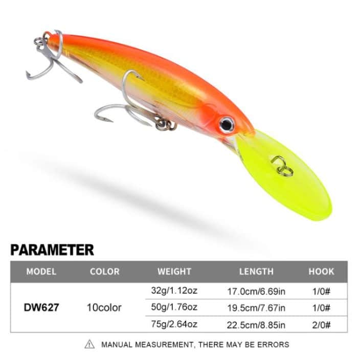 PROBEROS DW627 Long-Distance Casting Large Minnow Lure Fishing Bionic Bait, A – Bild 4