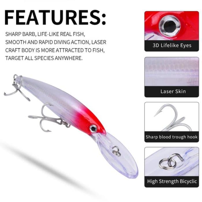 PROBEROS DW627 Long-Distance Casting Large Minnow Lure Fishing Bionic Bait, A – Bild 7