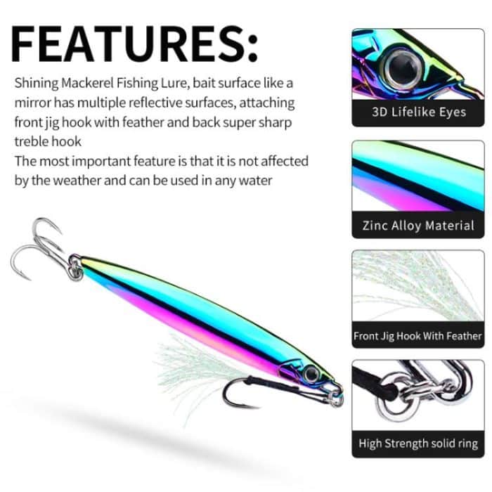 PROBEROS LF144 Zinc Alloy Lure Long-Distance Casting Fast-Draw Spanish Mackerel Mirror Bait – Bild 7