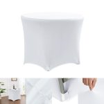 Simple Modern Stretch Round Table Cover Hotel Wedding Banquet Four Corners Large Round Table Cover