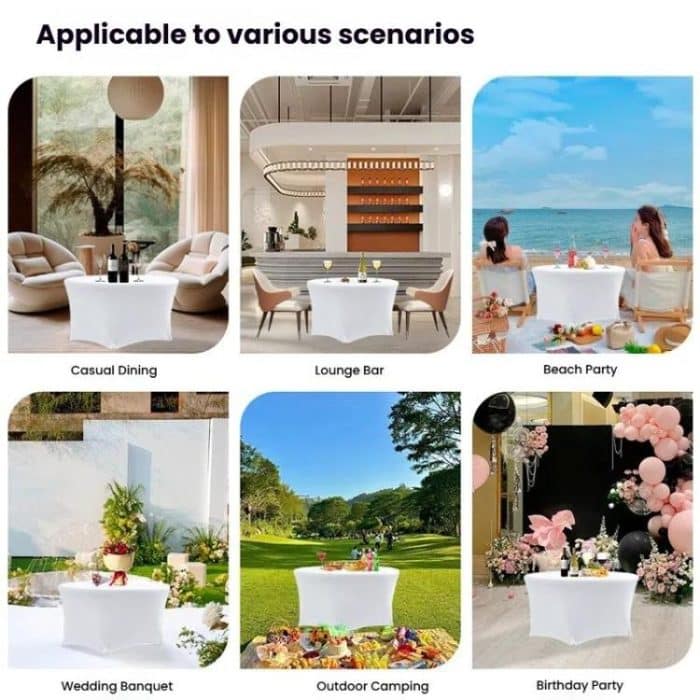 Simple Modern Stretch Round Table Cover Hotel Wedding Banquet Four Corners Large Round Table Cover, 122x75cm, 153x75cm, 183x75cm – Bild 11