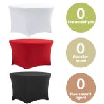 Simple Modern Stretch Round Table Cover Hotel Wedding Banquet Four Corners Large Round Table Cover – Bild 4