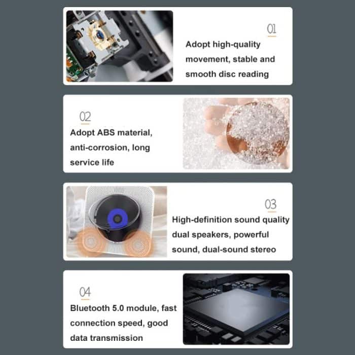 Kecag KC-807 Wall-mounted Home Retro Bluetooth CD Player, EU Plug, US Plug, UK Plug, AU Plug – Bild 6