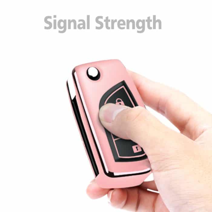 Einteilige TPU-Autoschlüsselhülle mit galvanischer Öffnung und vollständiger Abdeckung und Schlüsselring für Toyota Yaris L / Corrolla / Yaris L / Camry / Vios / Highlander, Pink, Blue, Red, Silver – Bild 5