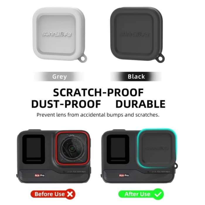 Für Insta360 Ace / Ace Pro Sunnylife Silikon-Objektivdeckelschutz, For Insta360 Ace / Ace Pro, IST-BHT757 Grey – Bild 5