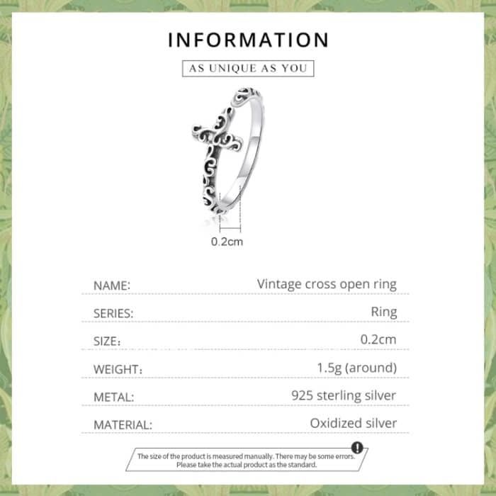 S925 Sterling Silber Retro Cross Women Ring – Bild 3
