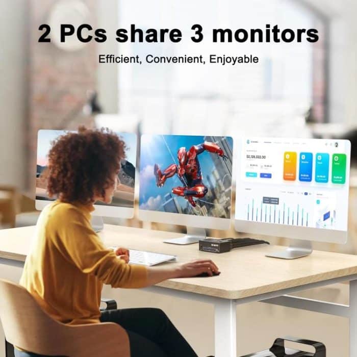 KC-KVM203DH 8K 30Hz USB3.0 DP+DP+HDMI Dreifachmonitor-KVM-Switch – Bild 2