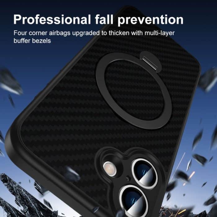 Kohlefaser-MagSafe-Telefonhülle mit 360 Grad drehbarer Halterung – Bild 5