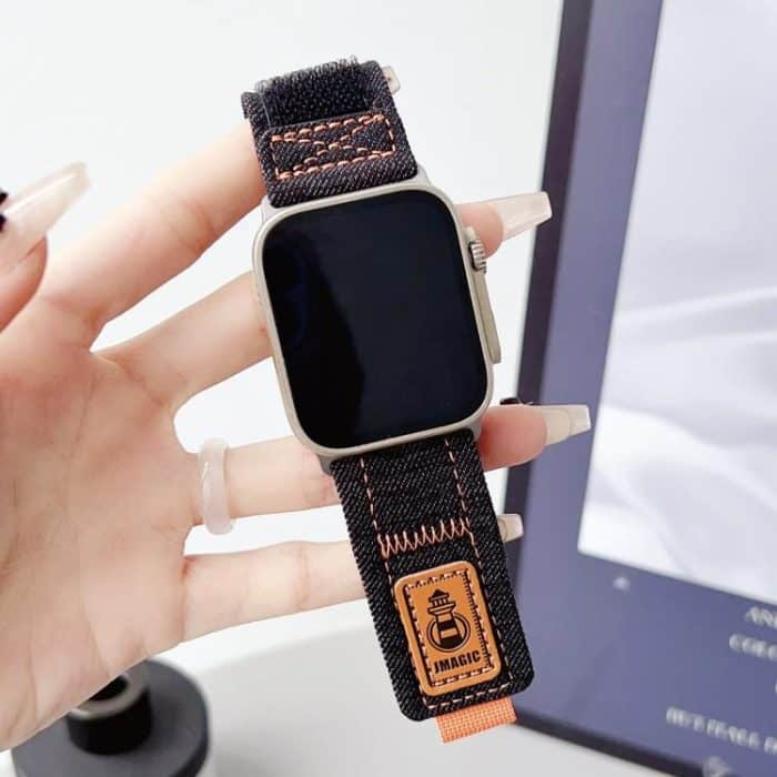 Uhrenarmband aus Denim-Nylon mit Klettverschluss und Canvas, For Apple Watch 46mm / 49mm / 45mm / 44mm, For Apple Watch 42mm / 41mm / 40mm / 38mm – Bild 2