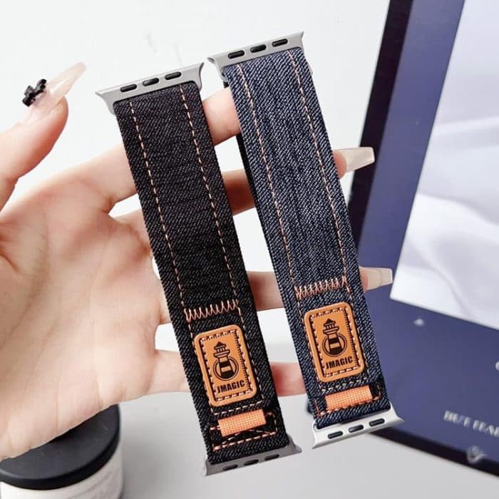 Uhrenarmband aus Denim-Nylon mit Klettverschluss und Canvas, For Apple Watch 46mm / 49mm / 45mm / 44mm, For Apple Watch 42mm / 41mm / 40mm / 38mm – Bild 4