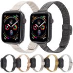 Integrated Buckle Embossed Slim Milanese Metal Watch Band, For Apple Watch 46mm / 49mm / 45mm / 44mm, For Apple Watch 42mm / 41mm / 40mm / 38mm – Bild 5
