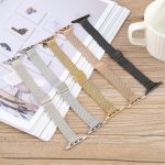 Integrated Buckle Embossed Slim Milanese Metal Watch Band, For Apple Watch 46mm / 49mm / 45mm / 44mm, For Apple Watch 42mm / 41mm / 40mm / 38mm – Bild 6