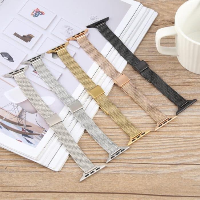 Integrated Buckle Embossed Slim Milanese Metal Watch Band, For Apple Watch 46mm / 49mm / 45mm / 44mm, For Apple Watch 42mm / 41mm / 40mm / 38mm – Bild 6