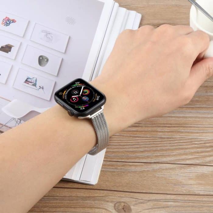 Integrated Buckle Embossed Slim Milanese Metal Watch Band, For Apple Watch 46mm / 49mm / 45mm / 44mm, For Apple Watch 42mm / 41mm / 40mm / 38mm – Bild 7