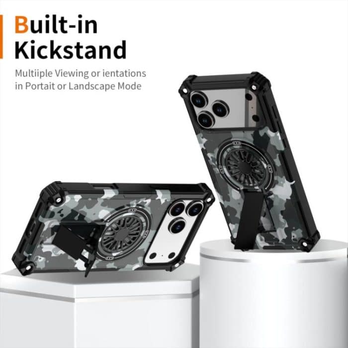 Camouflage Kickstand Rotating Shaft MagSafe Phone Case, For iPhone 16, For iPhone 15 Pro Max, For iPhone 15 Pro – Bild 2