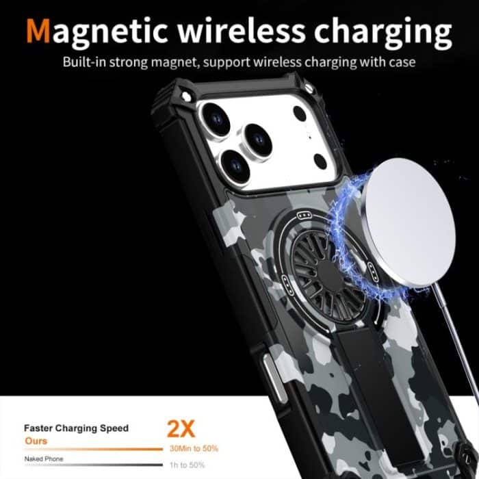 Camouflage Kickstand Rotating Shaft MagSafe Phone Case, For iPhone 16, For iPhone 15 Pro Max, For iPhone 15 Pro – Bild 3