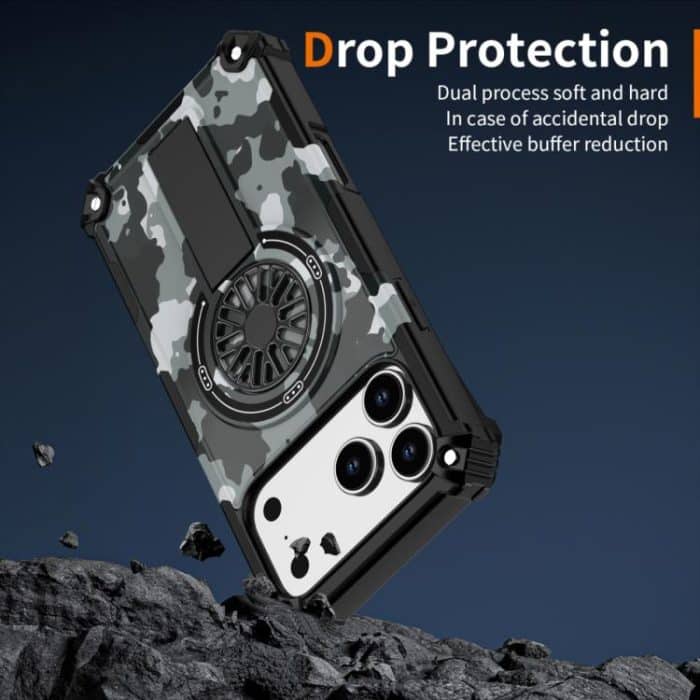 Camouflage Kickstand Rotating Shaft MagSafe Phone Case, For iPhone 16, For iPhone 15 Pro Max, For iPhone 15 Pro – Bild 5