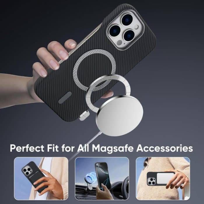 Carbon Fiber MagSafe Magnetic Card Holder Phone Case – Bild 5
