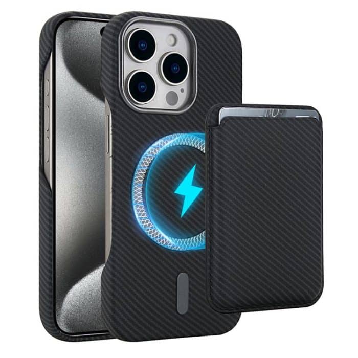 Carbon Fiber MagSafe Magnetic Card Holder Phone Case – Bild 1